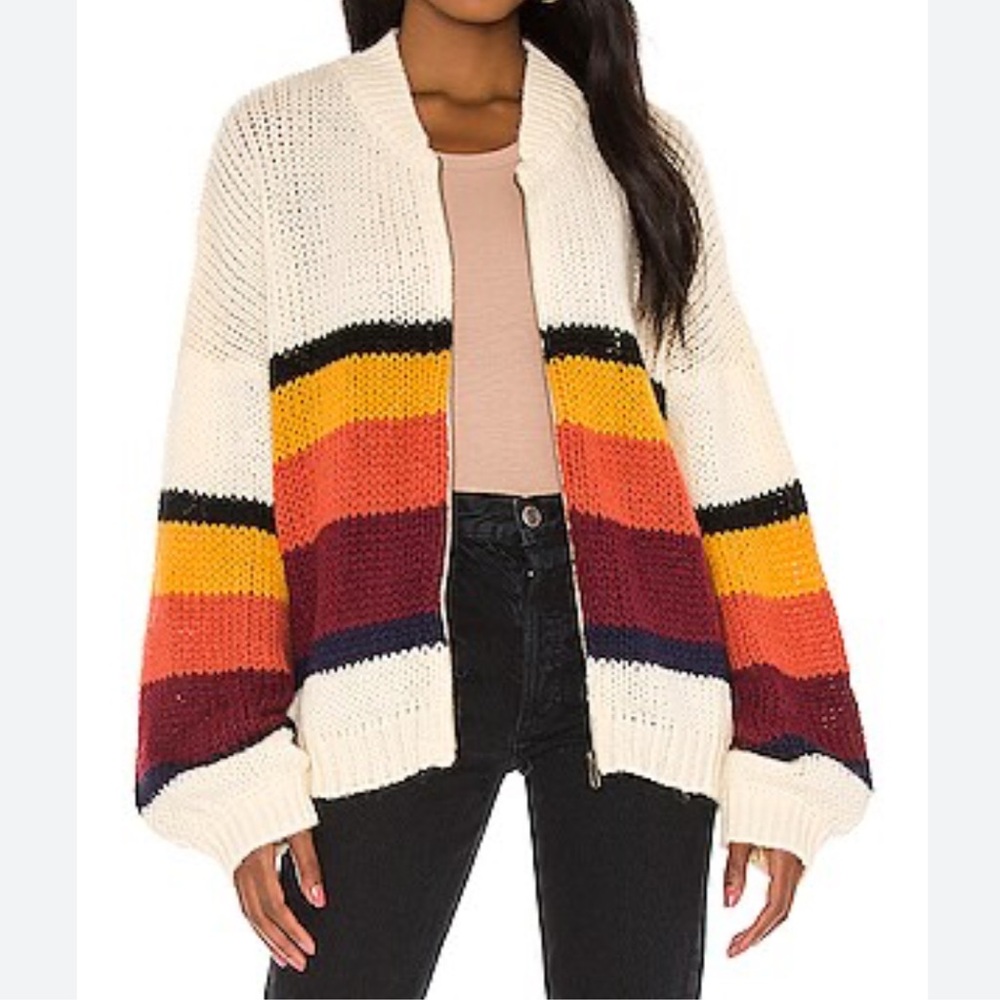 Jen’s Pirate Booty Westside Cardigan in Surfrider Stripe Cream Size S